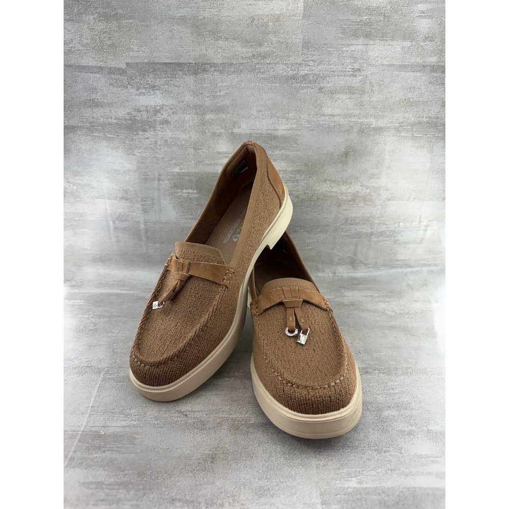 Skechers On-the-GO Bliss Tan Knit Tassel Loafers 159035 Women Sz 8.5